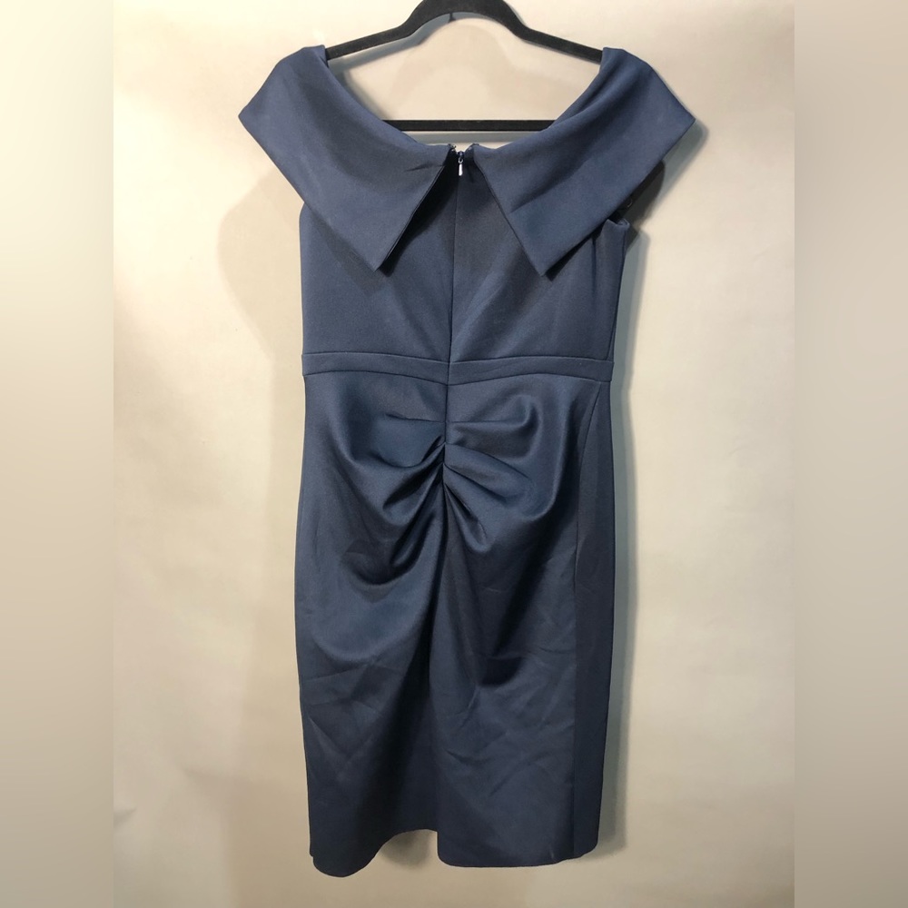 NWT Xscape Short Scuba Off-The-Shoulder Dress with Ruffle Sz 12 - Picture 5 of 5